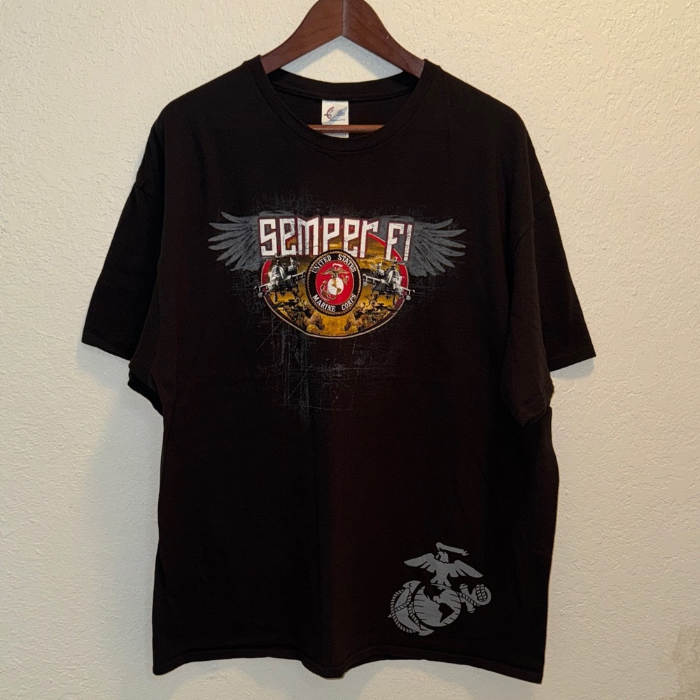 USMC Black Semper Fi Graphic Tee